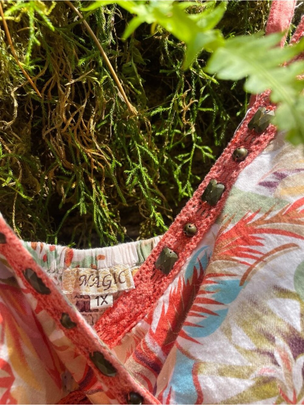 MAGIC | 1X | Floral 100% Cotton Gauze V-Neck Tank Crochet Flowy Boho Maxi Dress - Picture 5 of 12